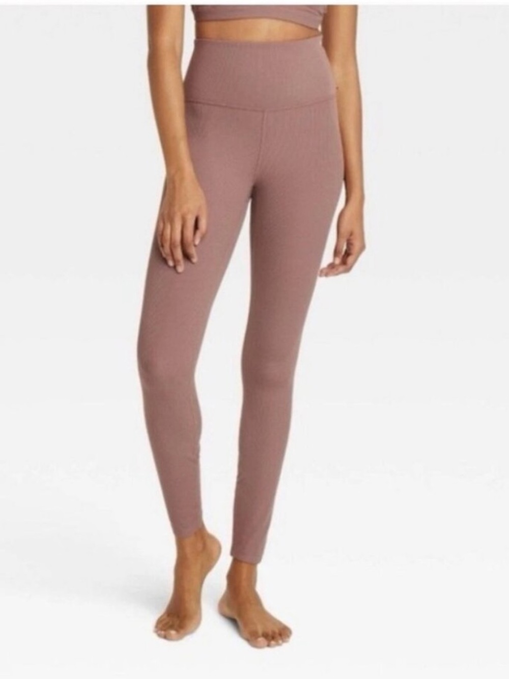 All In Motion Everyday Soft Ribbed High Rise 7/8 Leggings Brown M | NWT